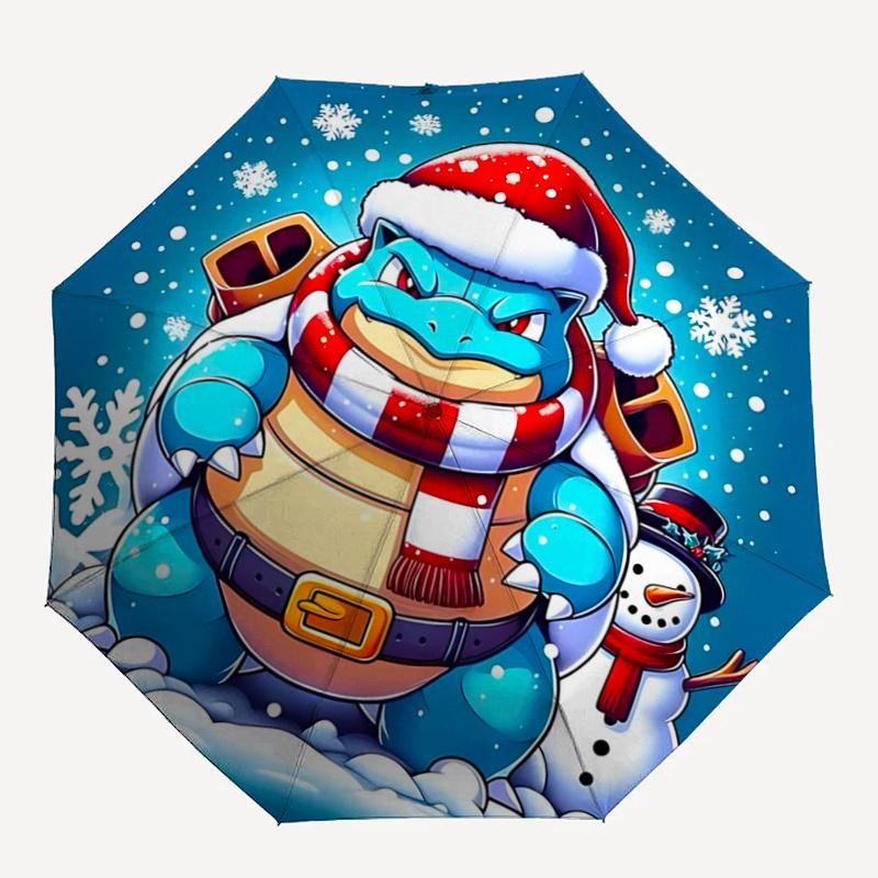 1pc Squirtle's Winter Wonderland Adventure Pattern Cartoon Practical Umbrella, Fashionable, Personalized, High-Value Folding Umbrella, a Must-Have for