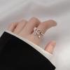 Sweet Minimalist 925 Silver Star Moon Ring with Diamond Flowers Simple Light Luxury Jewelry for Women