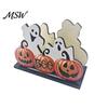 Macaron Color Halloween Decor Wooden Napkin Holder, Cute Pastel Pumpkin Ghost Black Cat Tabletop Tissue Dispenser, Waterproof Party Table Decorative