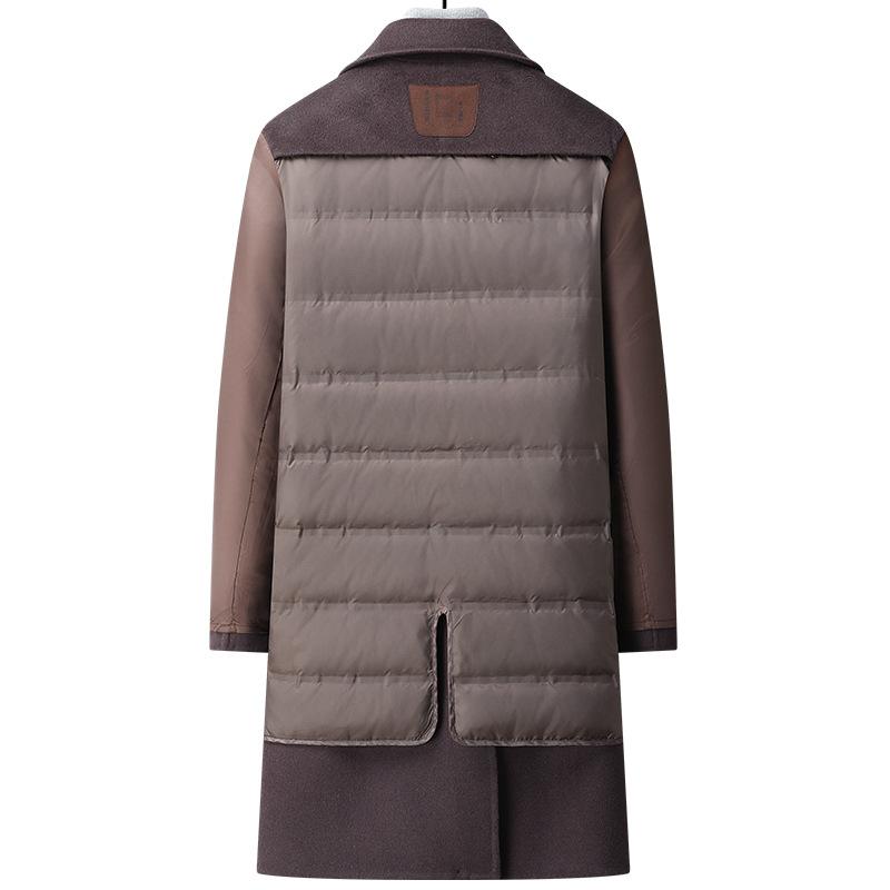 Nové podzimní a zimní dvouřadé vlněné kabáty pro muže, podšívka z husího peří, oboustranné vlněné kabáty, kašmírové kabáty
