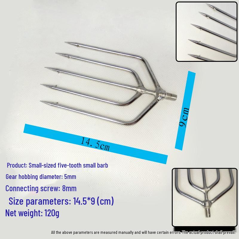 Stainless Steel Multi-functional Barbed Fish Spear Head - Handmade Flat Fork Lantern Design