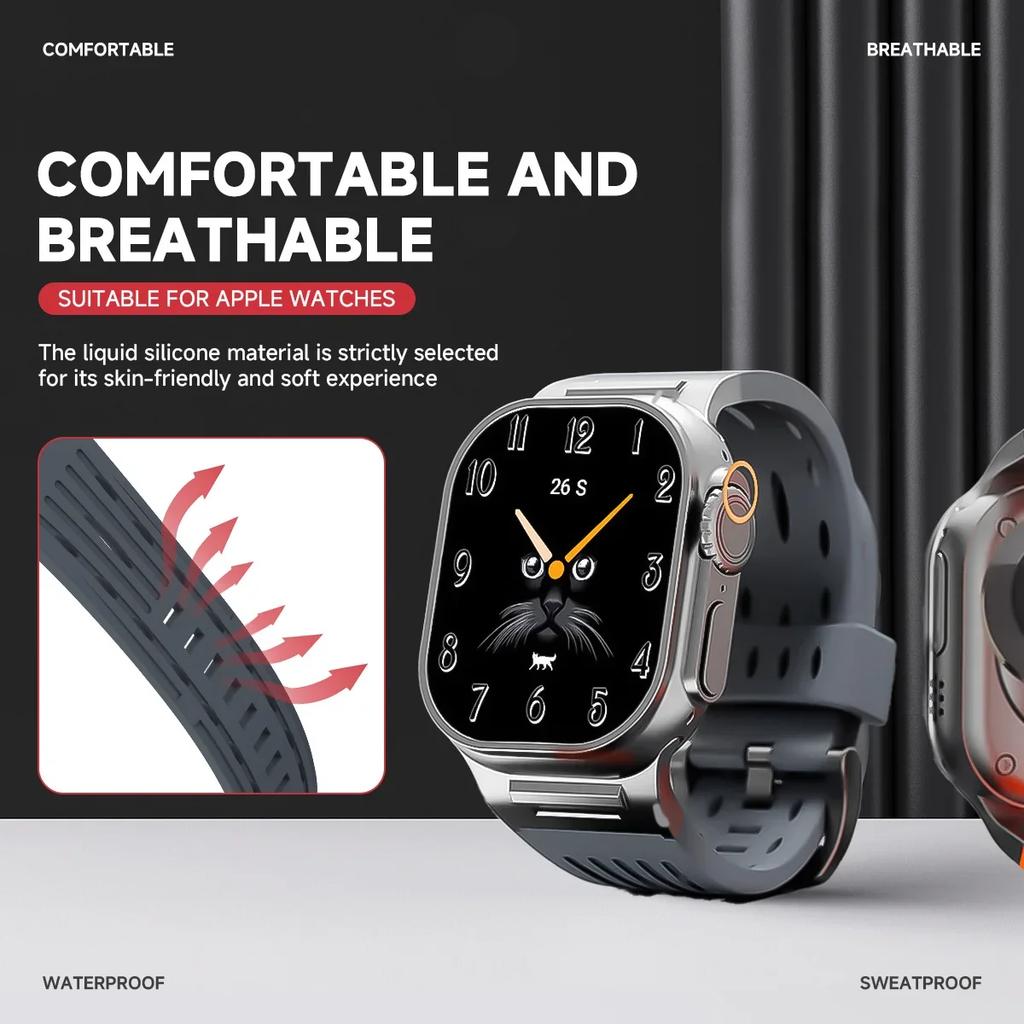 3 Style New Sport Band For Iwatch Ultra 3/2 49mm 42 44 45 46mm Silicone Strap For Apple Watch Series 11 10 9 8 7 6 SE3 Bracelet
