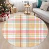 Watercolor Plaid Pattern Round Rug Soft Non-Slip Home Decor Carpet Colorful Stripes Floor Mat for Living Room Bedroom