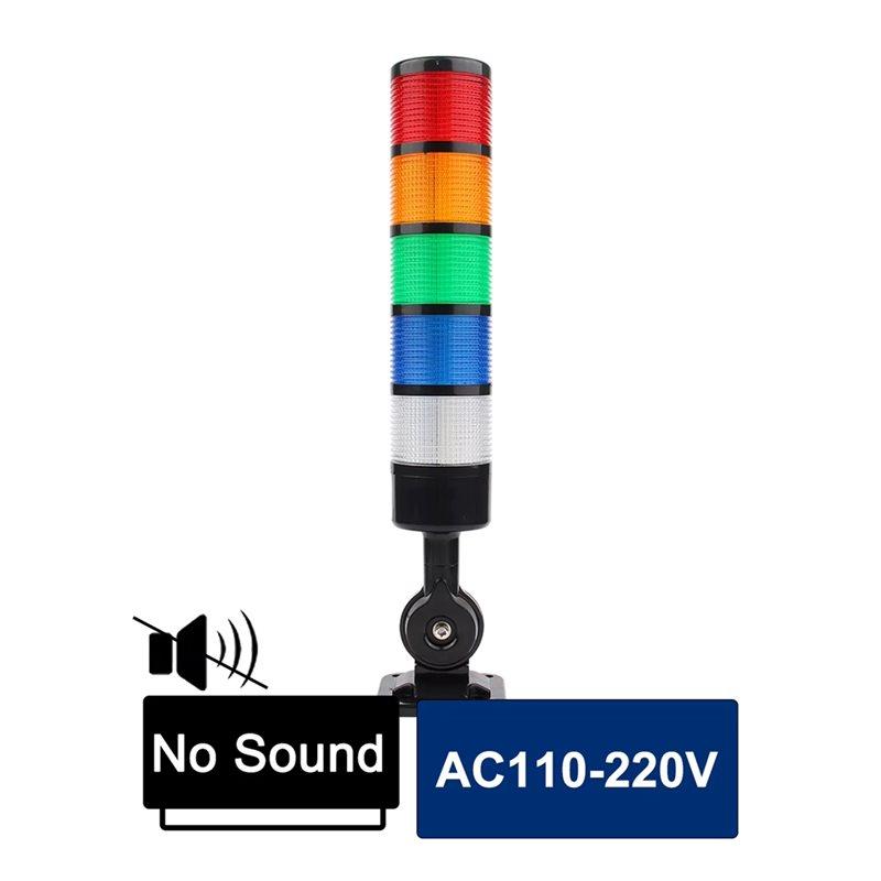 A34R CNC Machine AC220V Layer Led Signal Tower 5 Levels Stack Lights Steady Flashing Industrial Warning Light Buzzer