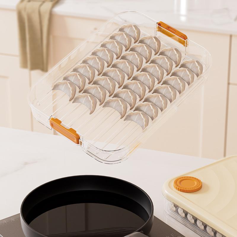 Dumpling Box, Refrigerator for Household Timing Freezing, Anti-stick Bottom, Kitchen, Refrigerator Storage Box, Transparent