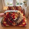 3pcs Golden Lion of Fire Bedding Set, Including 1 Quilt Cover and 2 Pillow Shams, Without Filling,