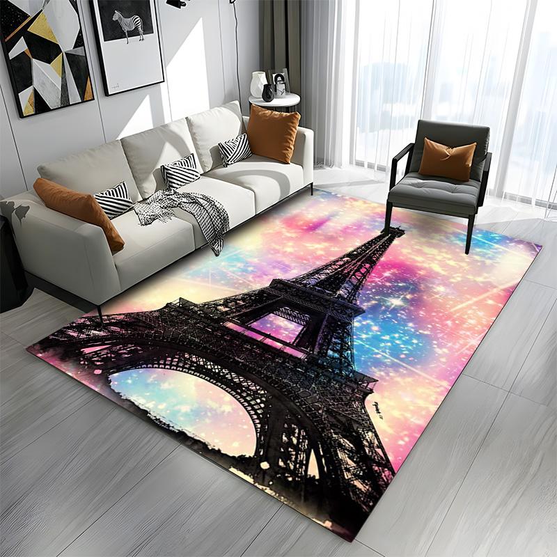 Eiffel Tower with Cosmic Colors Patterned Carpet a Non Slip Rug Suitable for All Seasons and Any Setting, Gift