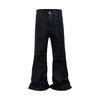 RogueWave Streetwear Schwarz Kleebeschichtete Bootcut für Männer und Frauen Gerade Baggy Lässige Schlaghose Übergröße Locker Denimhose