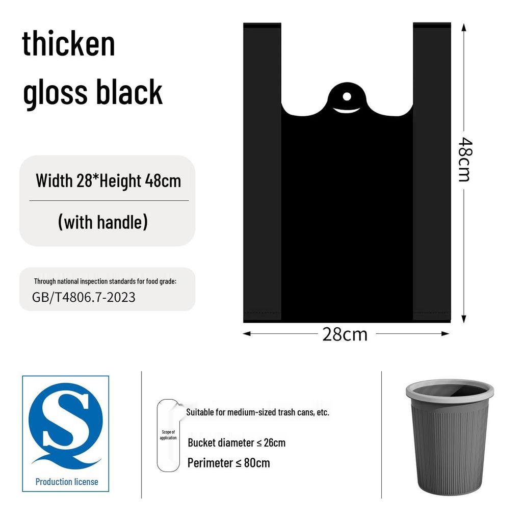 Durable Black Plastic Vest Bags - Large & Small Sizes