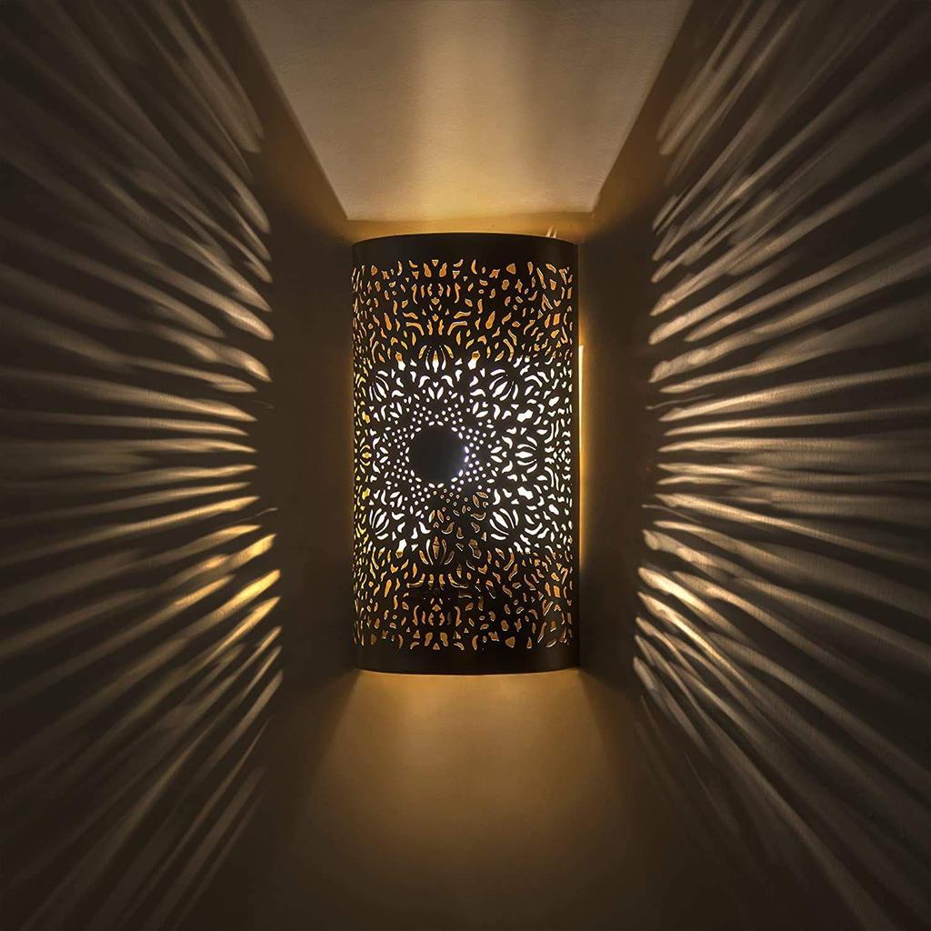 Wall Light Lamp Moroccan Filgree Holder Light Vintage Home Decor Items Wall Hanging Antique Decorative Items (Corded Electric)