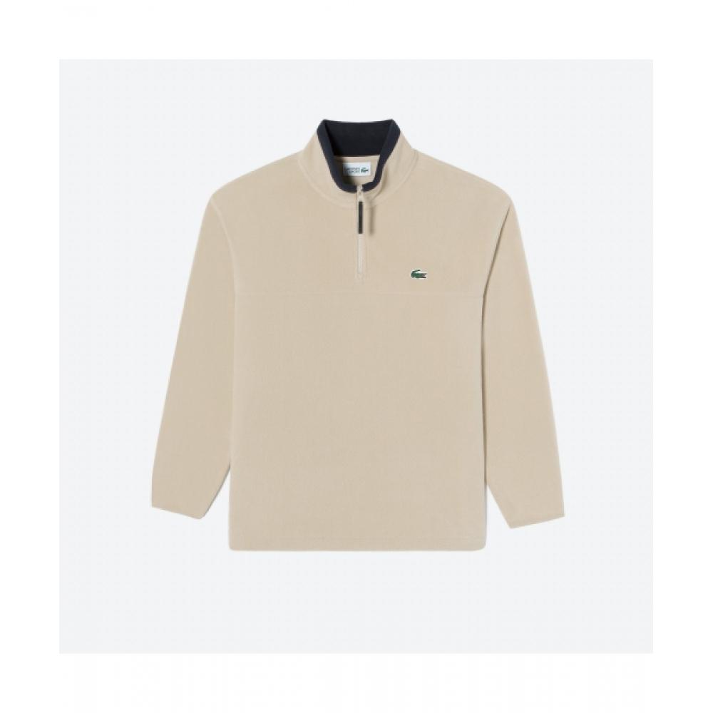 

Lacoste Мужская флисовая кофта с застежкой-молнией на половину длины [бежевый] 003
