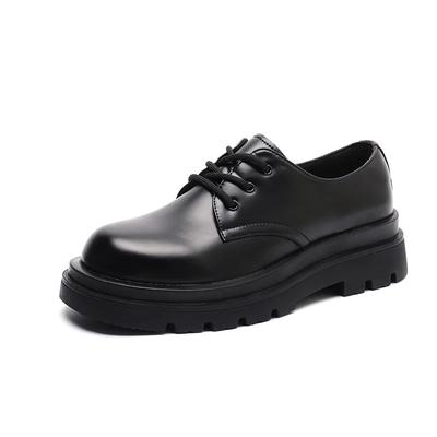 Fashion Increase 6cm Men Derby Shoes New Fashion Man Cow Leather Lace-Up Shoes Casual Business Round Toe Loafers Black Working Shoes