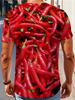 Men'S Chili Print T-Shirt - Suitable for Summer Outdoor Wear, Machine Washable, Round Neck Short Sleeve Top with Chili Pattern, Casual Chili Theme,