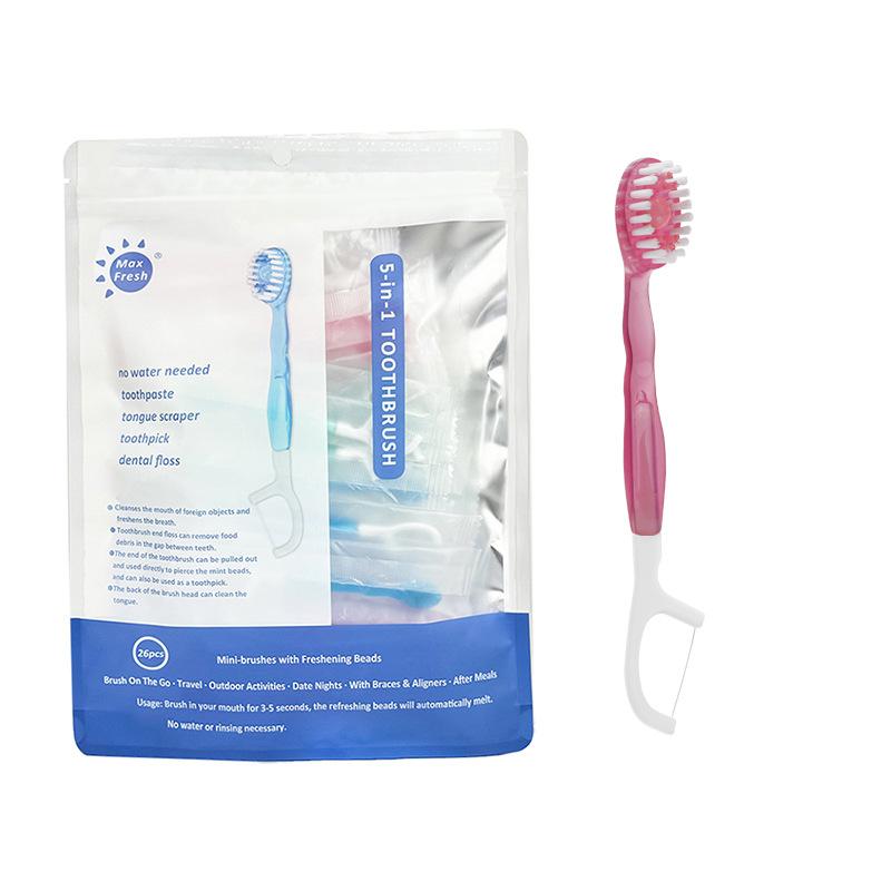 Disposable Mini Toothbrush with Flavors for Fresh Breath Multi-Functional Oral Care Travel Kit