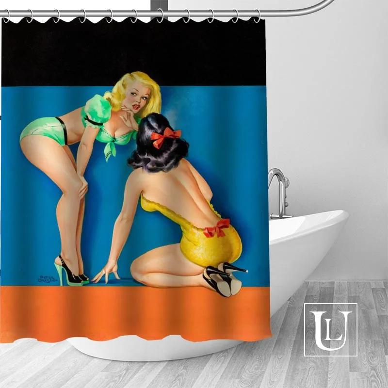 Big Sale New Custom pin up girl Modern Shower Curtain with Hooks bathroom Waterproof Polyester Fabric