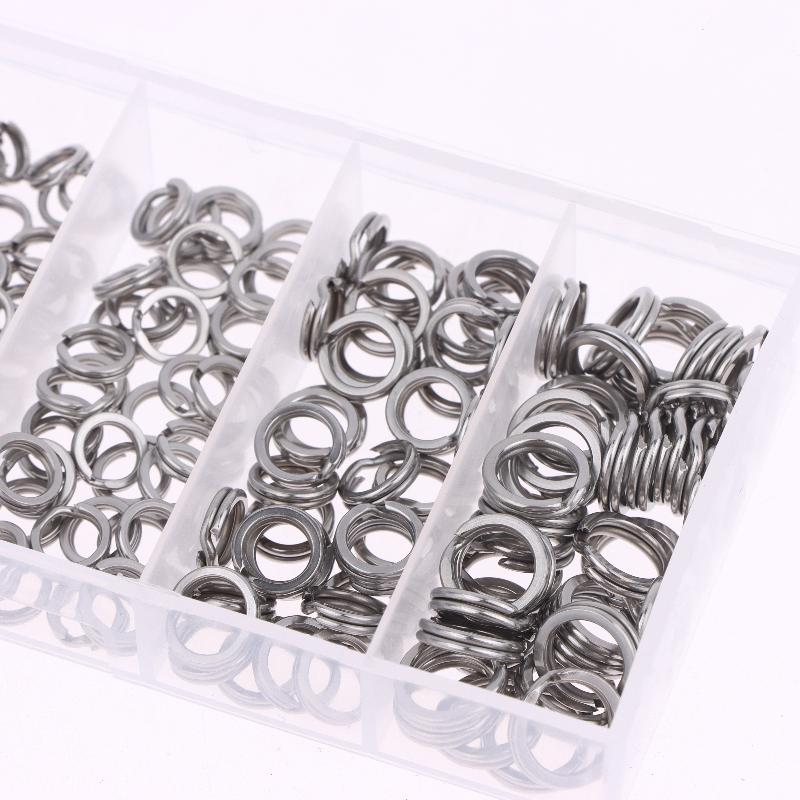 Stainless Steel O-Shaped Ring Set 200Pcs Fishing Split Ring Kit Fishing Lures Connectors Fishing Jigging Tackle Split Rings Set