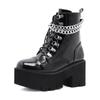 Gothic Black Boots for Women Sexy Chain Chunky Heel Platform Boots Female Punk Style Ankle Boots Zipper