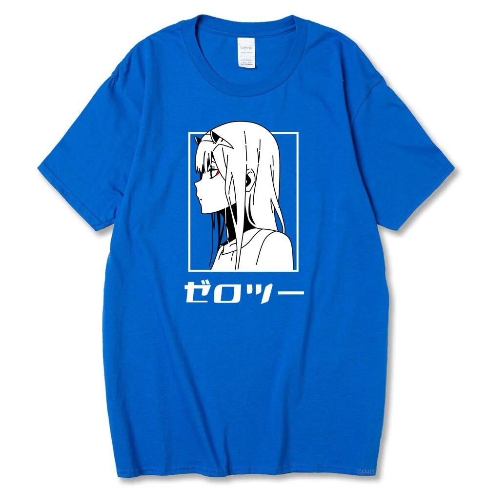 Tricou cu anime japonez Darling In The Franxx unisex Kawaii Cartoon Zero Two Tricou Harajuku Unisex Topuri Unisexga Tricou grafic Bărbați Unisex