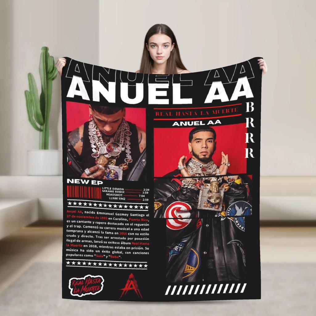 Anuel AA Rhlm 2 Album Blanket Quality Soft Warm Throw Blanket Autumn Travel Office Home Decor Funny Bedspread