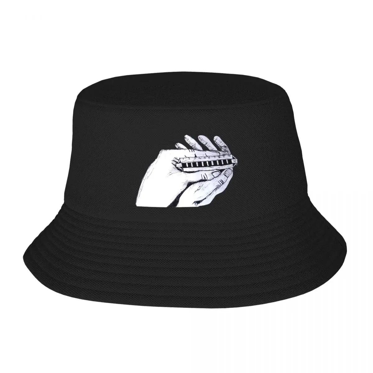 New Harmonica Blues Harp Bucket Hat Cap Fashion Beach Snap Back Hat Custom Cap Girl Unisexs