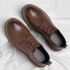 Men's Retro Business Casual Leather Shoes Cowhide Platform Big Head Platform Shoes Form Men British Style Low Work Shoe Male