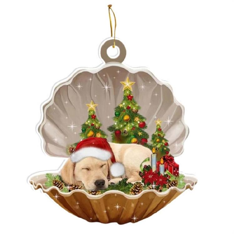Christmas Hanging Ornaments for Car Tree Shell Sleeping Dog Acrylic Pendant