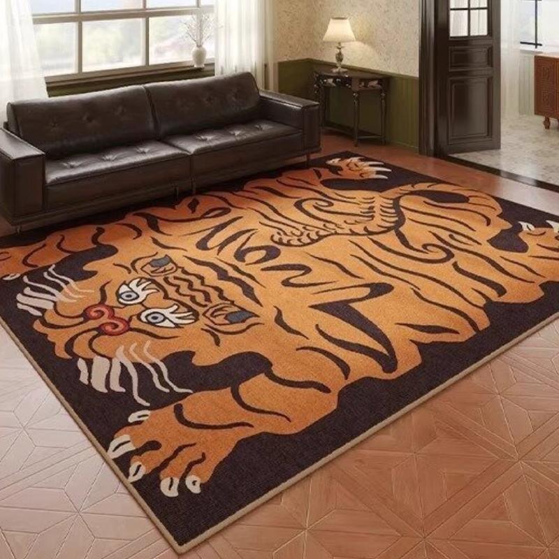 Bedside Soft Bedroom Mat Fluffy Soft Plush Living Room Carpet Large Area Machine Washable Foldable Rug Tiger Stripe Mats