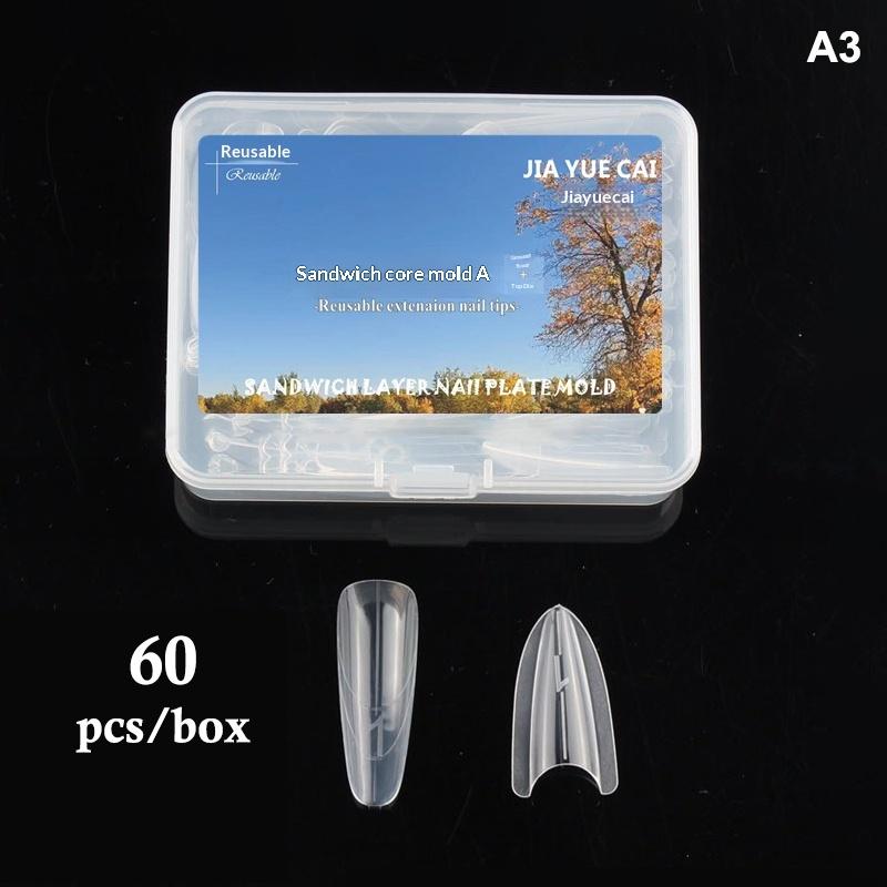 Sandwich Dual Nail Forms 60Pcs 15Size Quick Extensions-Dual Forms T-Shaped Ellipse Manicure Forms Top Mold Bottom Mold A3