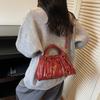 Premium Sense Going Out Handbag Women's 2025 New Trendy Pleated Shoulder Bag Commuting Versatile Messenger Bucket Bag
