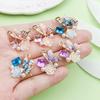 Mixed 6-Color Oil Drip Rhinestone Butterfly Flower Pendant Charm for DIY Jewelry
