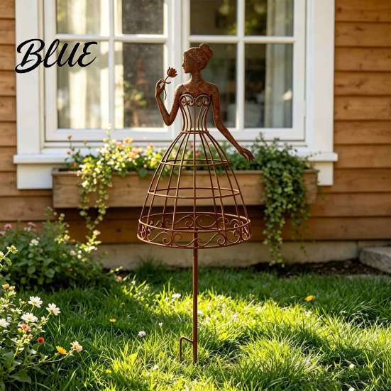 Artistic Garden Sculpture for Outdoors Vintage Lady Trellis Stake Rustic Metal Silhouette Plant Support Climbing Botanical Decor Outdoor Spaces Vines