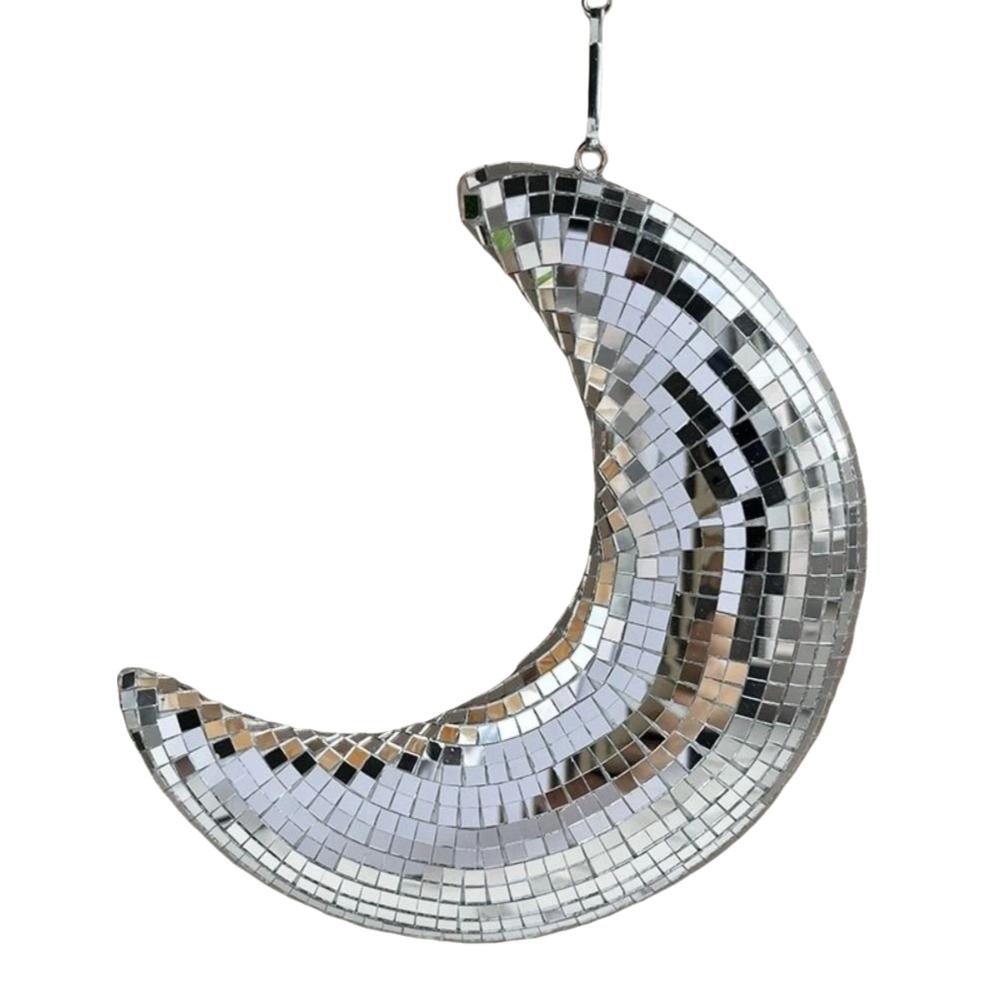 

Modern Disco Moon Ornaments Reflective Surface Disco Moon Pendant Moon Mirror Decor Room Decor серебряный