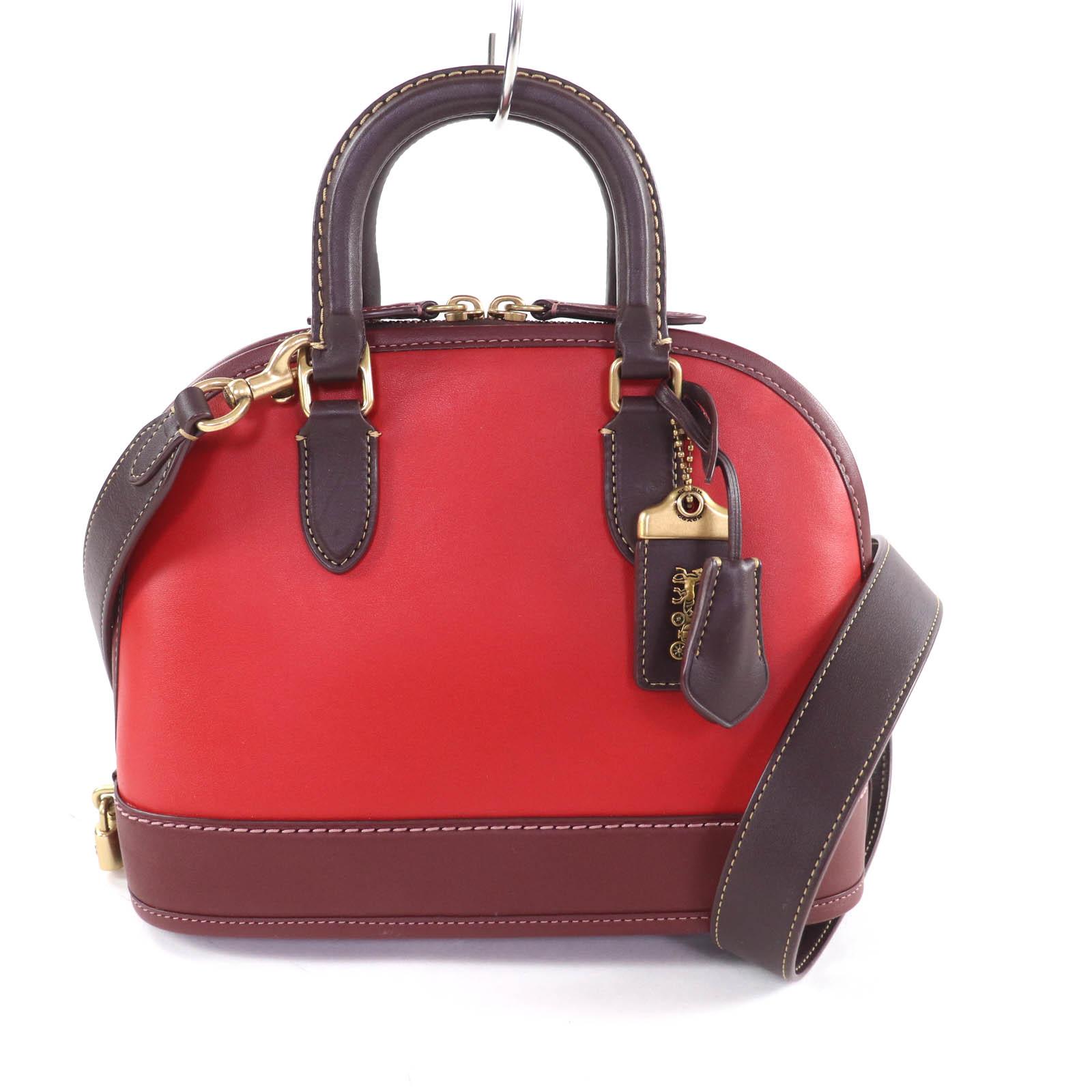 

Превосходная сумка COACH Revel Colorblock Красная кожа Женская CC412 Б/У