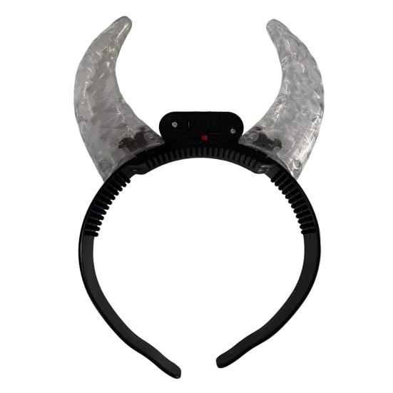 

Light Up Horn Headband LED Horn Headband Lighted Party Headband for Halloween Concert Costume Party Props білий