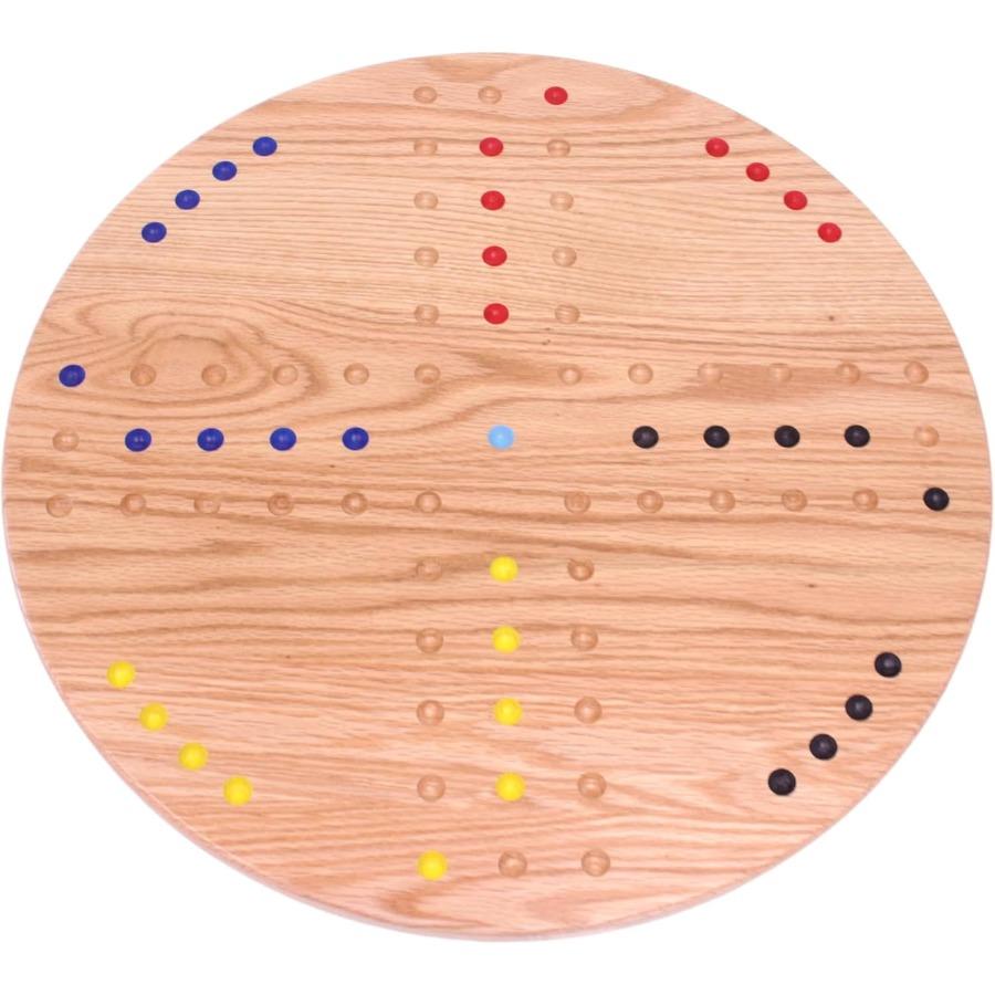 Wahoo Plansza do gry w kulki Zestaw Runda 22 Szerokie Kulki do gry Lity Dąb Dwustronny z Dużymi Kulkami 22mm i Kostkami W zestawie Per