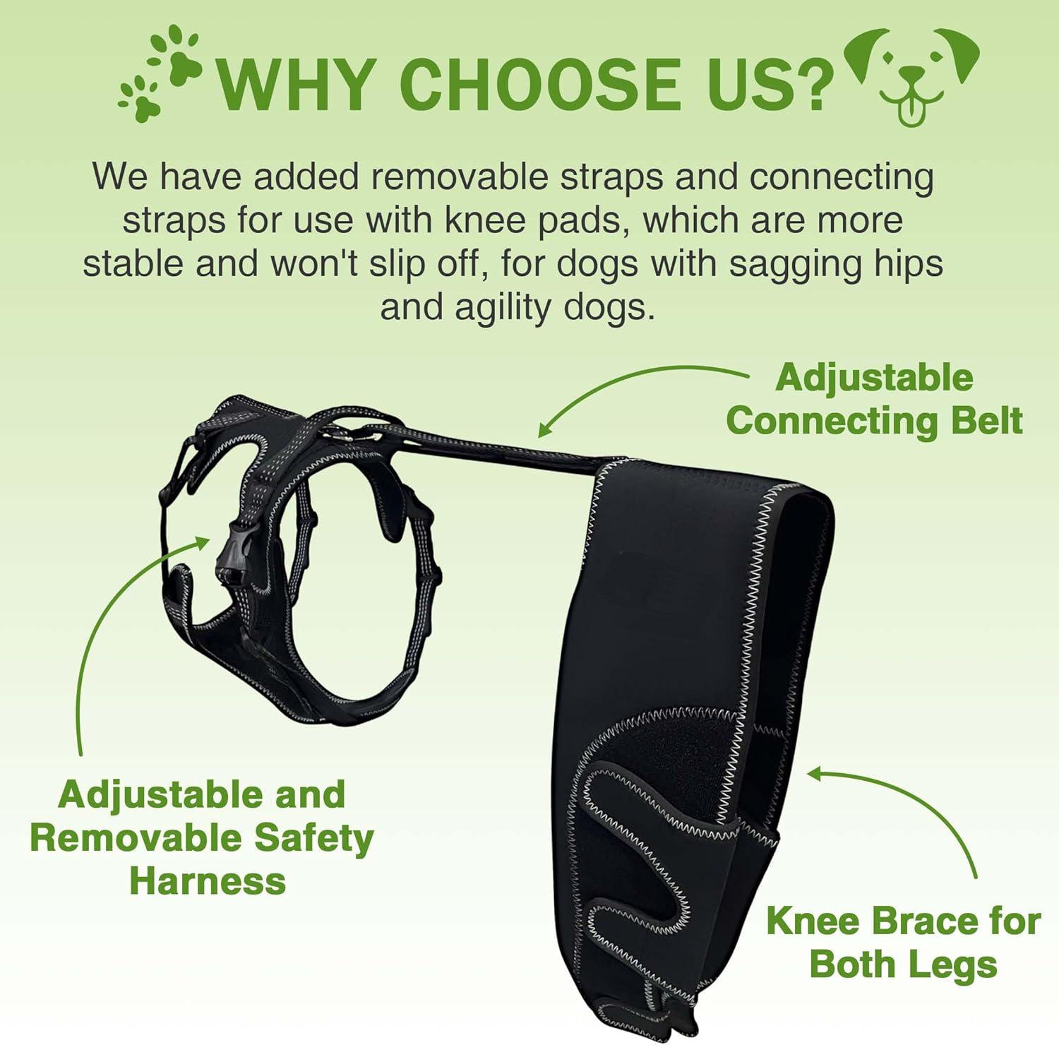 Dog Knee Brace with Metal Hinged Support - Adjustable ACL Brace for Torn Ligaments, Luxating Patella & Arthritis nero