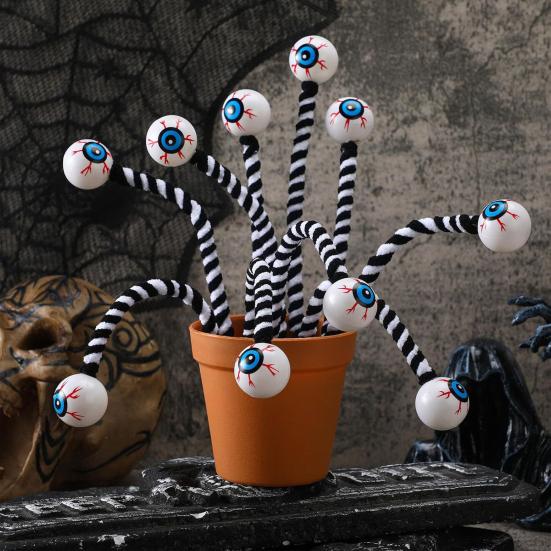 Halloween Eyeball Picks 15 Inch Fake Eyeball Floral Picks Realistic Scary Black And White