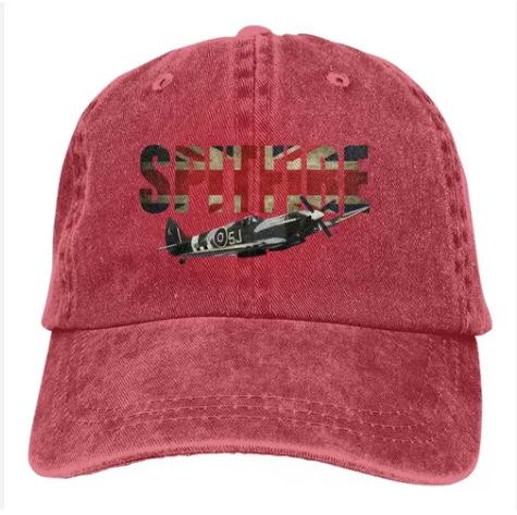 Popular washed old baseball cap World War II Spitfire fighter print sunshade cap sun cap