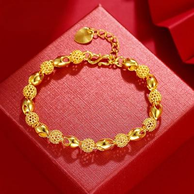 Luxuriöses Damenarmband aus 24 Karat (9999) Feingold mit durchbrochenen Perlen