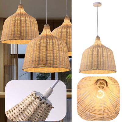 Lampa so tienidlom z vŕbového prútia, pre penzión, hotel, reštauráciu, čajovňu, kreatívny retro ručne tkaný personalizovaný luster