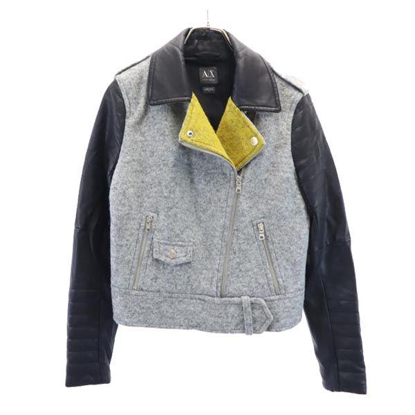 

ARMANI EXCHANGE wool blend Imitation Leather Riders jacket S switching Women Used