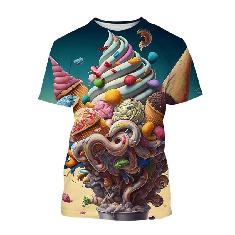 3D Print Ice Cream Mens Funny T Shirt  Women Kids Fashion Ice T-shirt Men's Short Sleeve Tee Tops Casual Harajuku Cheap Stuff