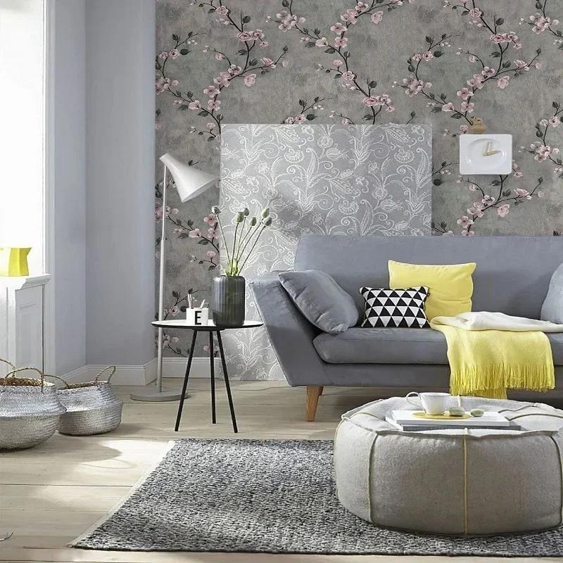 Plum Blossom Self-adhesive Wallpaper, TV Background, Non-woven Fabric Wallpaper, Bedroom Three-dimensional Wall Sticker
