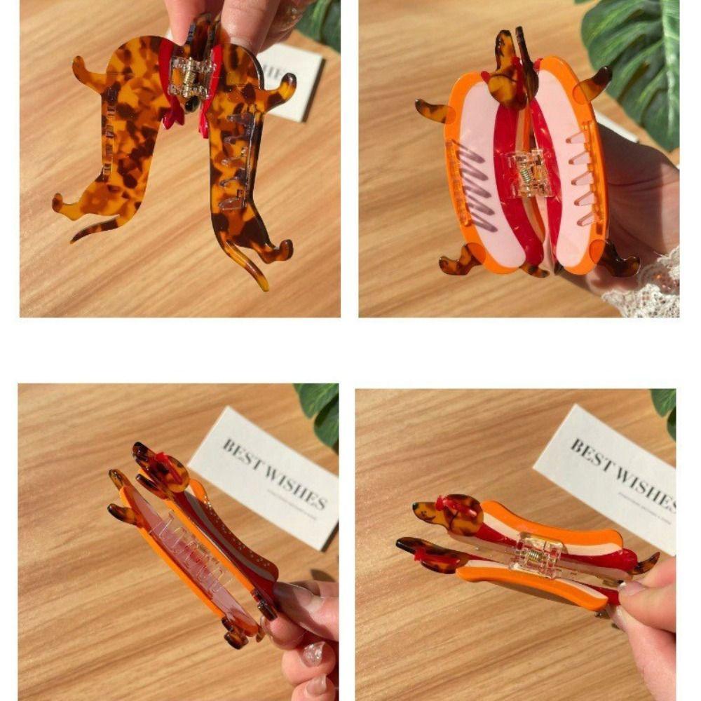 Acetic Acid Sausage Dog Hair Clip Animals Cartoon Hairpin Sweet Dachshund Hair Claw Travel