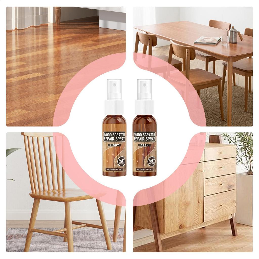2pc Wood Floor Scratch Repair Kit Floor Cover DIY Furniture Care For Scratches Restore & Refinish Wood Spray Hides Minor Defects