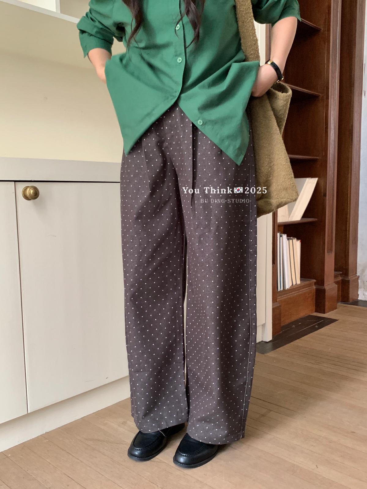 

Shisanhang Polka Dot Scythe-Shaped Loose Fit Jeans Large темно-сірий