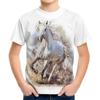 Summer Round Neck 3D Horse Pattern Printed Top Fashionable Casual Short Sleeved Children's Boy T-shirts