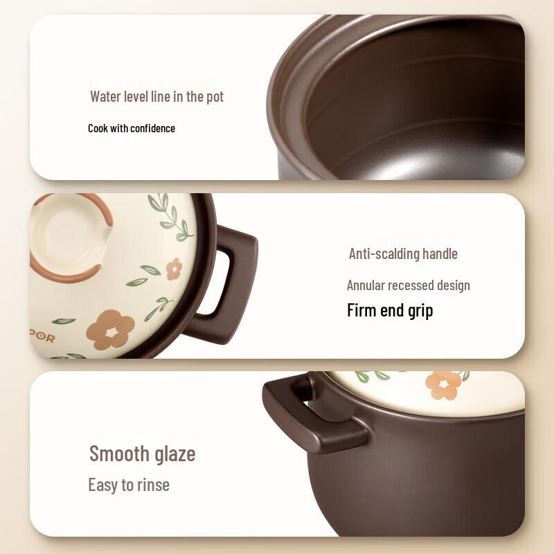 SUPOR 3L Ceramic Claypot with Dual-Use Lid