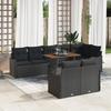 9-Piece Garden Sofa Set with Poly Rattan Black Acacia Cushions, 2-Seater Garden Sofa with Poly Cushions 3349477