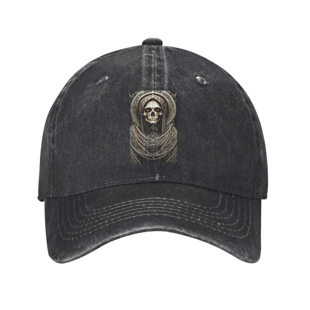 Santa Muerte Saint Death Goth Mexican Muertos Skull Washed Denim Cap Casual Baseball Caps Hat Summer Unisex Baseball Hats